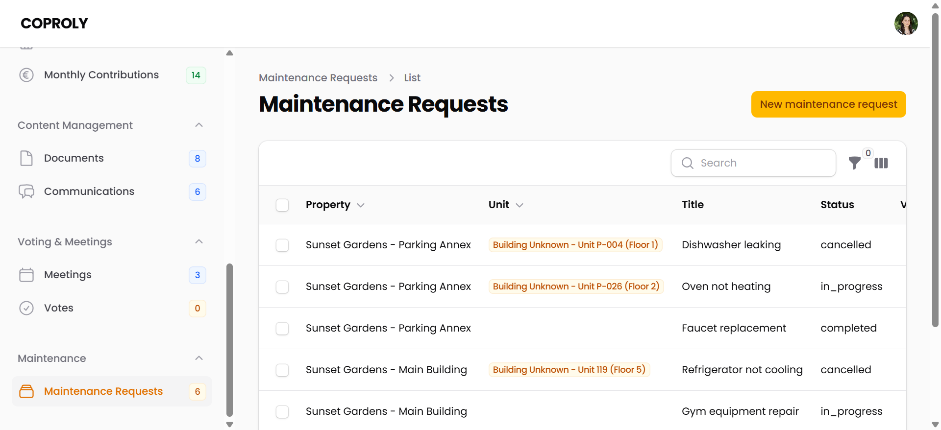 Maintenance Requests