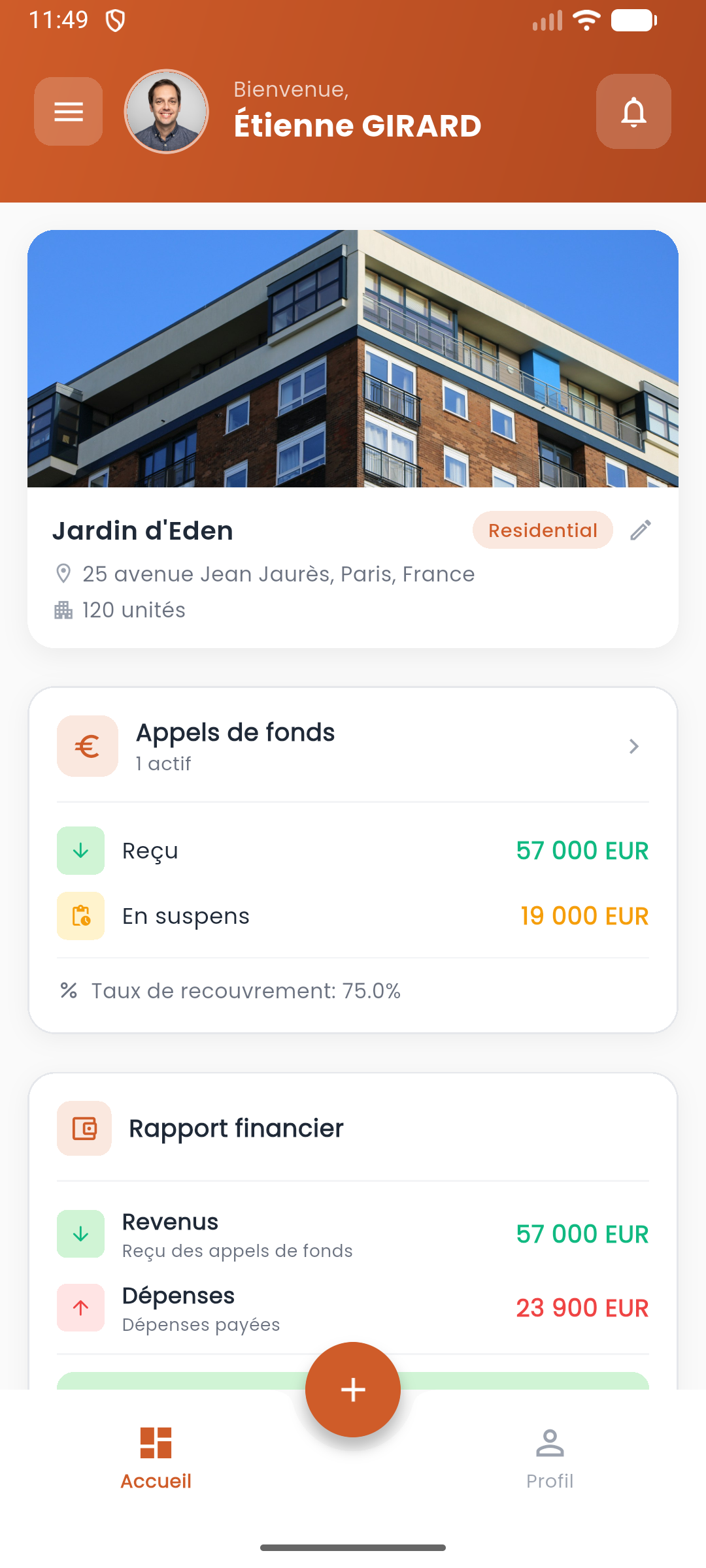 Coproly mobile app dashboard